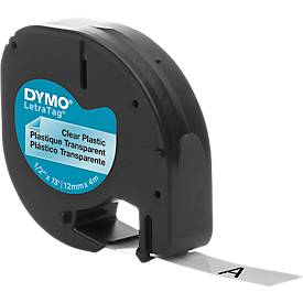 Schriftbandkassette für DYMO® Letra Tag, Kunststoff, 12mm, transparent