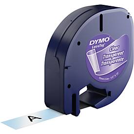 Schriftbandkassette für DYMO® Letra Tag, Kunststoff, 12mm, transparent