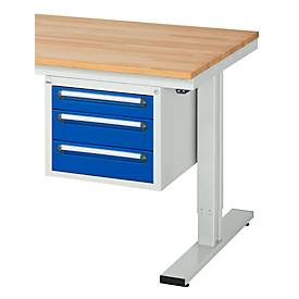 Schubladenblock, 3 Schubladen, für Arbeitstische Serie adlatus 300, Tragkraft 35 kg