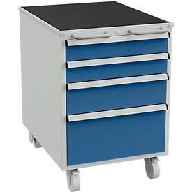 Schubladenblock für Arbeitstische mit 550 mm Breite, mit Rollen und 2 Handgriffen