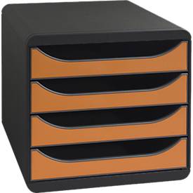 Schubladenbox Big Box Iderama Orange, 4 offene Schubladen, A4/A4+/24x32 cm, leise, Sicherheitsstopp