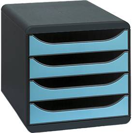 Schubladenbox Big Box Iderama Türkis, 4 offene Schubladen, A4/A4+/24x32 cm, leise, Sicherheitsstopp