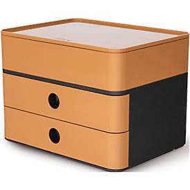 Schubladenbox HAN Allison Smart-Box Plus, 2 Schübe mit Trennwänden, Utensilienbox, stapelbar, ABS-K., caramel-brown
