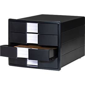 Schubladenbox HAN Impuls 2.0, 4 Schubladen, Format A4, stapelbar, geschlossen, öko-schwarz
