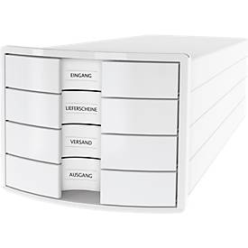 Schubladenbox HAN Impuls 2.0, 4 Schubladen, Format A4, stapelbar, geschlossen, weiß