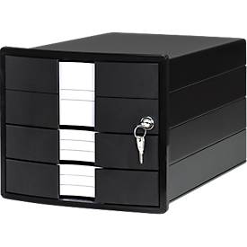Schubladenbox HAN Impuls 2.0, Format A4, 3 geschlossene Schübe, stapelbar, abschließbar, schwarz