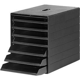 Schubladenbox Idealbox Plus, 7 Schübe, DIN C4, Kunststoff, schwarz