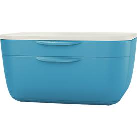 Schubladenbox Leitz® Cosy, lebensmittelecht, 2 Schübe, mit Gummifüßchen, B 251 x T 275 x H 143 mm, blau