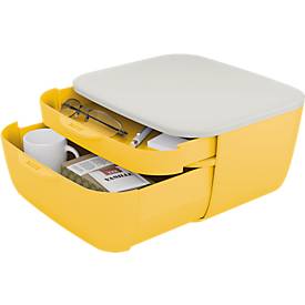 Schubladenbox Leitz® Cosy, lebensmittelecht, 2 Schübe, mit Gummifüßchen, B 251 x T 275 x H 143 mm, gelb