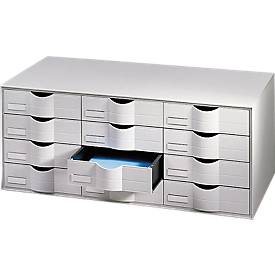 Schubladenbox Paperflow, A4, 12 Schübe, Teilauszug, geschlossene Fronten, Griffmulde & Etikettenhalter, Etiketten, B 813