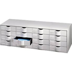 Schubladenbox Paperflow, A4, 16 Schübe, Teilauszug, geschlossene Fronten, Griffmulde & Etikettenhalter, Etiketten, B 107