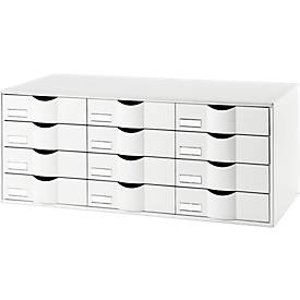 Schubladenbox Paperflow, Format A4, 12 Schübe mit geschlossener Front, Griffmulde & Etikettenhalter, Etiketten, B 857 x 