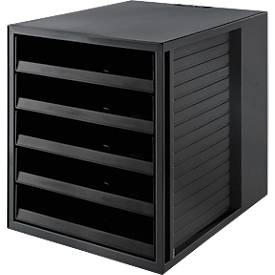Schubladenbox SCHRANK-SET KARMA, 5 offene Schubladen, DIN A4, leichtlaufend, B 275 x T 330 x H 320 mm, schwarz