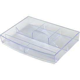 Schubladeneinsatz HAN, für Impuls/Systembox Karma, 6 Fächer, Tragegriff, B 237 x T 180 x H 40 mm, transparent