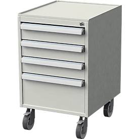 Schubladeneinsatz Treston, 4 x Längsteiler 375 mm, für Schubladen 45 mit Höhe 150 & 200 mm, Stahl, hellgrau