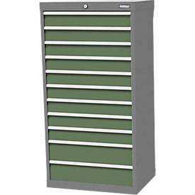 Schubladenschrank Bedrunka+Hirth, 11 Schübe, abschließbar, bis 1200 kg, B 680 x T 500 x H 1319 mm, Stahlblech