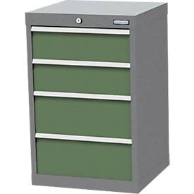 Schubladenschrank Bedrunka+Hirth, 4 Schübe, abschließbar, bis 1200 kg, B 530 x T 500 x H 819 mm, Stahlblech