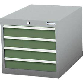 Schubladenschrank Bedrunka+Hirth, 4 Schübe, abschließbar, bis 1500 kg, B 555 x T 736 x H 519 mm, Stahlblech