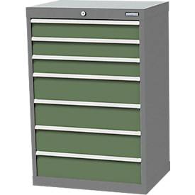 Schubladenschrank Bedrunka+Hirth, 7 Schübe, abschließbar, bis 1200 kg, B 680 x T 500 x H 1019 mm, Stahlblech