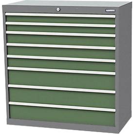 Schubladenschrank Bedrunka+Hirth, 8 Schübe, abschließbar, bis 1200 kg, B 980 x T 500 x H 1019 mm, Stahlblech