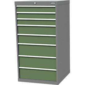 Schubladenschrank Bedrunka+Hirth, 8 Schübe, abschließbar, bis 1500 kg, B 705 x T 736 x H 1319 mm, Stahlblech