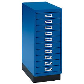 Schubladenschrank DIN A4, mit 10 Schubladen, 675 mm hoch, enzianblau