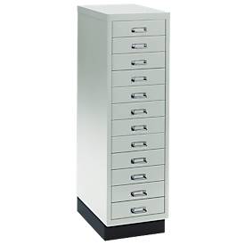 Schubladenschrank DIN A4, mit 12 Schubladen, 940 mm hoch, lichtgrau