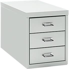 Schubladenschrank DIN A4, mit 3 Schubladen, 330 mm hoch, lichtgrau