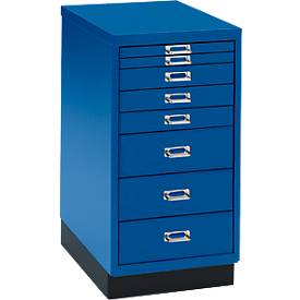 Schubladenschrank DIN A4, mit 8 Schubladen, 675 mm hoch, enzianblau