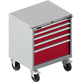 Schubladenschrank mit Rollen WSK 18-27, 4 Schübe, 75 kg oder 200 kg, B 411 x T 572 x H 770 mm, div. Farben