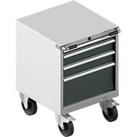 Schubladenschrank mit Rollen WSK 27-27, 4 Schübe, bis 75 kg, B 564 x T 572 x H 770 mm, lichtgrau/anthrazitgrau