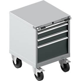 Schubladenschrank mit Rollen WSK 27-27, 4 Schübe, bis 75 kg, B 564 x T 572 x H 770 mm, weißaluminium/anthrazitgrau