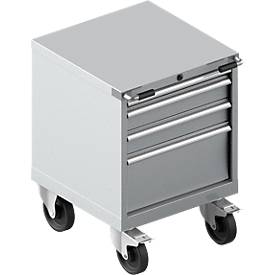 Schubladenschrank mit Rollen WSK 27-27, 4 Schübe, bis 75 kg, B 564 x T 572 x H 770 mm, weißaluminium/weißaluminium