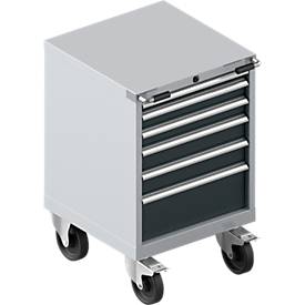 Schubladenschrank mit Rollen WSK 27-27, 6 Schübe, bis 200 kg, B 564 x T 572 x H 870 mm, weißaluminium/anthrazitgrau