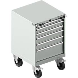 Schubladenschrank mit Rollen WSK 27-27, 6 Schübe, bis 75 kg, B 564 x T 572 x H 870 mm, lichtgrau/lichtgrau