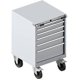 Schubladenschrank mit Rollen WSK 27-27, 6 Schübe, bis 75 kg, B 564 x T 572 x H 870 mm, weißaluminium/weißaluminium