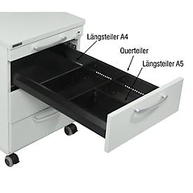 Schubladenunterteilung für Rollcontainer 1333, L 330 mm, Querteiler, Metall, schwarz