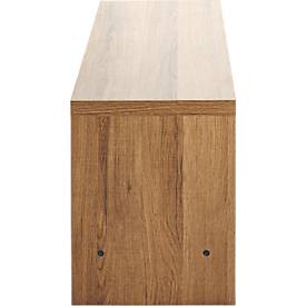 Schuhbank HAKU, für bis zu 3 Paar Schuhe, Gesamttragkraft 85 kg, B 800 x T 300 x H 400 mm, Stahl/Holz, schwarz/dunkles Eiche-Dekor