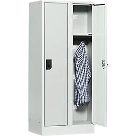 Schulspind, Abteilbreite 300 mm, Sicherheitszylinderschloss, 2 Abteile, lichtgrau/lichtgrau