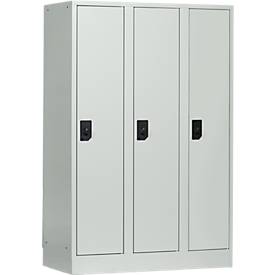 Schulspind, Abteilbreite 300 mm, Sicherheitszylinderschloss, 3 Abteile, lichtgrau/lichtgrau