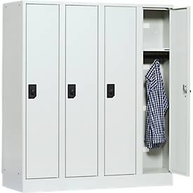 Schulspind, Abteilbreite 300 mm, Sicherheitszylinderschloss, 4 Abteile, lichtgrau/lichtgrau