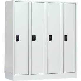 Schulspind, Abteilbreite 300 mm, Sicherheitszylinderschloss, 4 Abteile, lichtgrau/lichtgrau