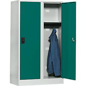 Schulspind, Abteilbreite 400 mm, 2 Abteile, lichtgrau/opalgrün