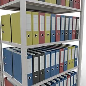 Schulte Lagertechnik Büroregal Stecksystem MultiPlus150, Grundregal, 5 Fachböden, mit Mittelanschlag, B 1000 x T 600 x H 1800 mm, Lichtgrau RAL 7035