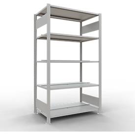 Schulte Lagertechnik Büroregal Stecksystem MultiPlus150, Grundregal, 5 Fachböden, mit Mittelanschlag, B 1000 x T 600 x H 1800 mm, Lichtgrau RAL 7035