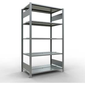 Schulte Lagertechnik Büroregal Stecksystem MultiPlus150, Grundregal, 5 Fachböden, mit Mittelanschlag, B 1000 x T 600 x H 1800 mm, silbergrau/verzinkt