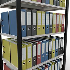 Schulte Lagertechnik Büroregal Stecksystem MultiPlus150, Grundregal, 5 Fachböden, ohne Mittelanschlag, B 1000 x T 600 x H 1800 mm, Schwarz/Lichtgrau