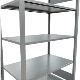 Schulte Lagertechnik Büroregal Stecksystem MultiPlus150, Grundregal, 5 Fachböden, ohne Mittelanschlag, B 1000 x T 600 x H 1800 mm, Silbergrau/verzinkt