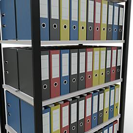 Schulte Lagertechnik Büroregal Stecksystem MultiPlus150, Grundregal, 6 Fachböden, mit Mittelanschlag, B 1000 x T 600 x H 2000 mm, Schwarz/Lichtgrau