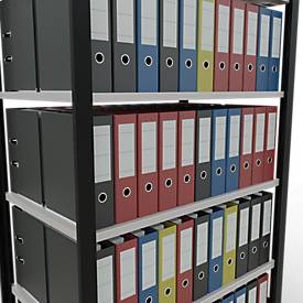 Schulte Lagertechnik Büroregal Stecksystem MultiPlus150, Grundregal, 6 Fachböden, ohne Mittelanschlag, B 1000 x T 600 x H 2000 mm, Schwarz/Lichtgrau